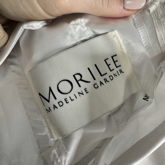 Morilee Satin Tulle Mini Dress Womens 4 White Fit & Flare Bridal Cocktail Formal - Picture 9 of 15